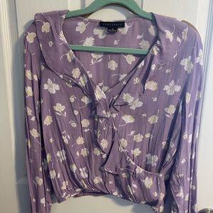 Sanctuary Purple Floral Wrap Blouse